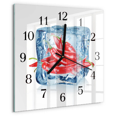 Wanduhr aus glas Chili mit Eiscreme