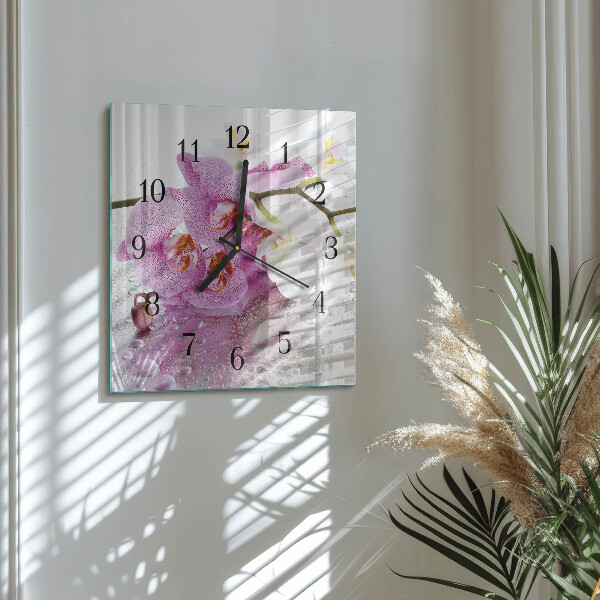 Wanduhr aus glas Orchidee