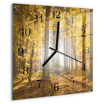 Wanduhr aus glas Herbst im Wald