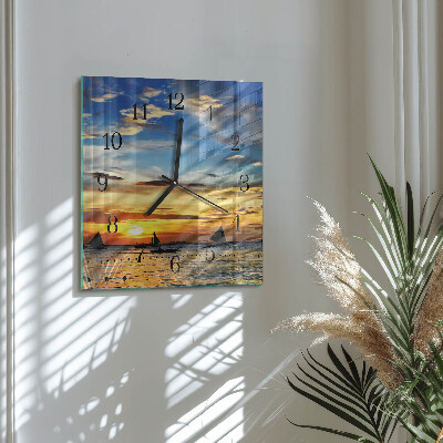 Wanduhr aus glas Sonnenuntergang