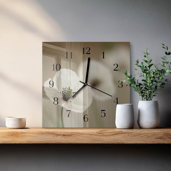 Wanduhr aus glas Mohn