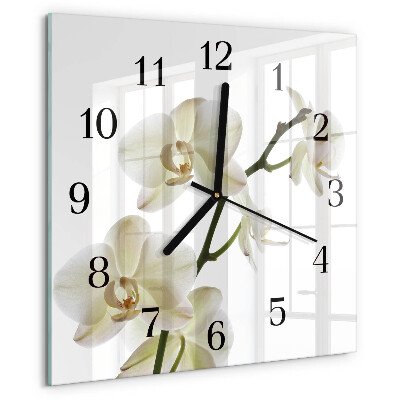 Wanduhr aus glas Orchidee