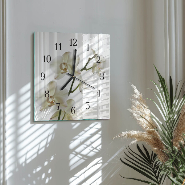 Wanduhr aus glas Orchidee