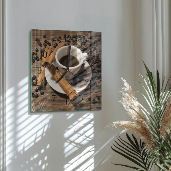 Wanduhr aus glas Zimtkaffee