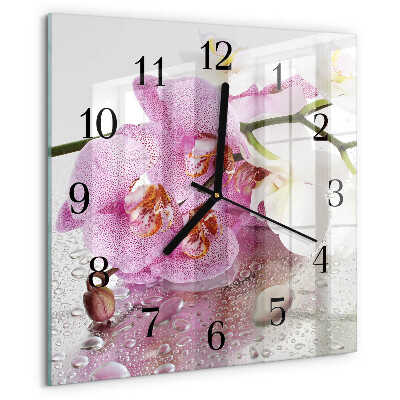 Wanduhr aus glas Orchidee