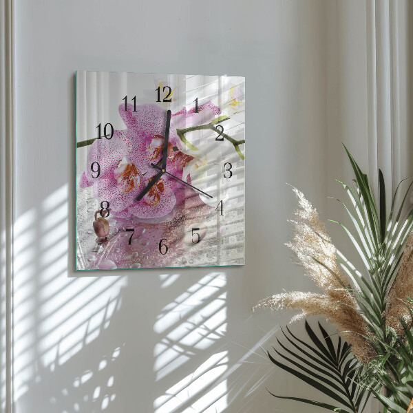 Wanduhr aus glas Orchidee