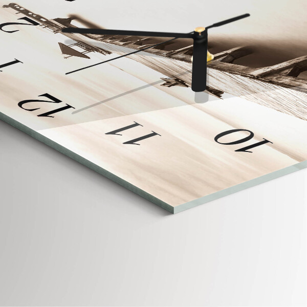 Wanduhr aus glas Holzbrücke
