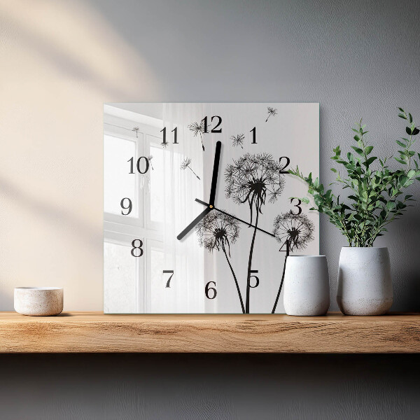 Wanduhr aus glas Löwenzahn
