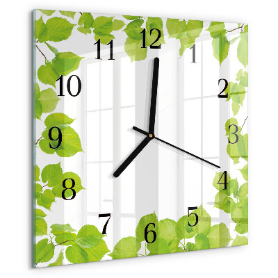 Wanduhr aus glas Blätter