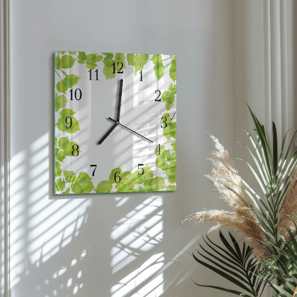 Wanduhr aus glas Blätter