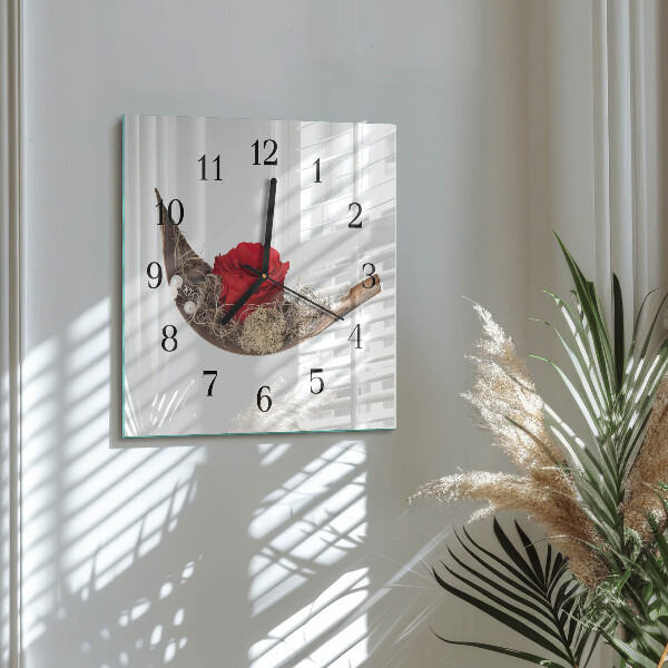 Wanduhr aus glas Rose