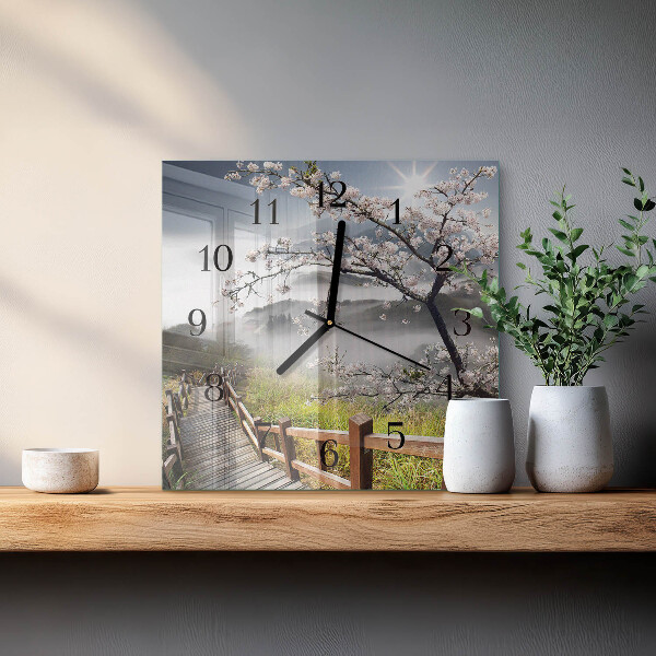 Wanduhr aus glas Frühling