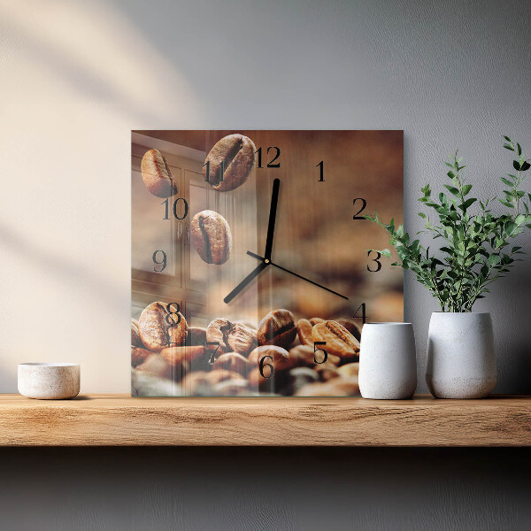 Wanduhr aus glas Kaffeebohnen