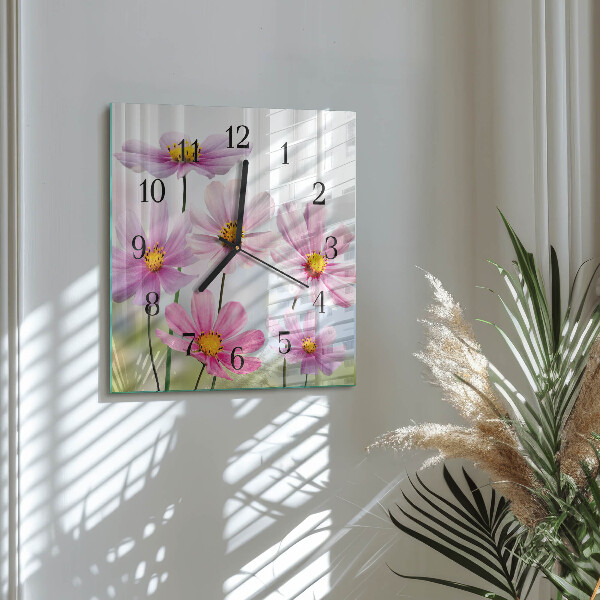 Wanduhr aus glas Blumen