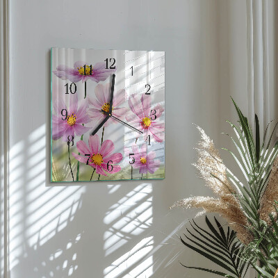 Wanduhr aus glas Blumen