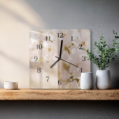 Wanduhr aus glas Blumen