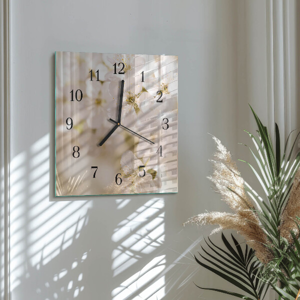 Wanduhr aus glas Blumen