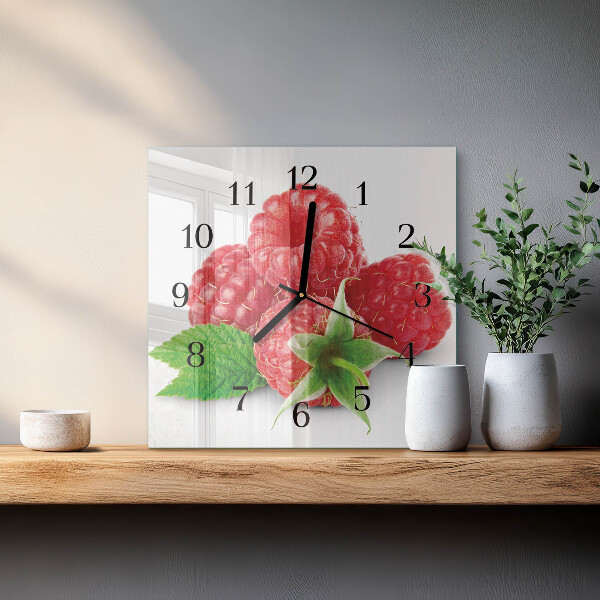 Wanduhr aus glas Himbeeren