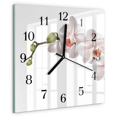 Wanduhr aus glas Orchidee