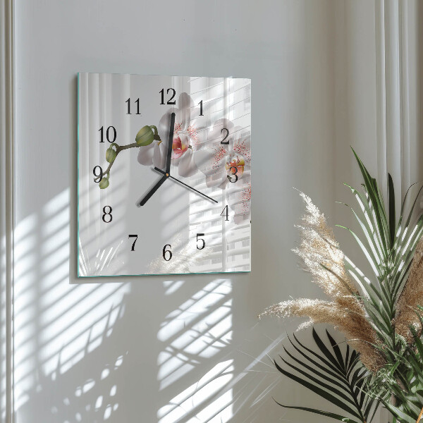 Wanduhr aus glas Orchidee