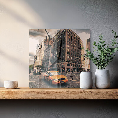 Wanduhr aus glas Taxi