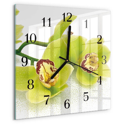 Wanduhr aus glas Orchidee