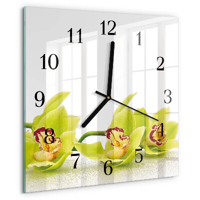 Wanduhr aus glas Orchidee