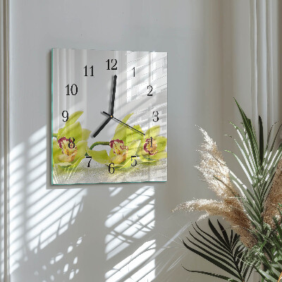 Wanduhr aus glas Orchidee