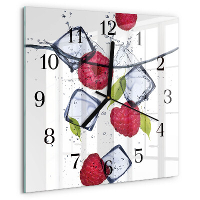 Wanduhr aus glas Himbeeren