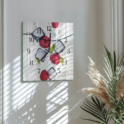 Wanduhr aus glas Himbeeren