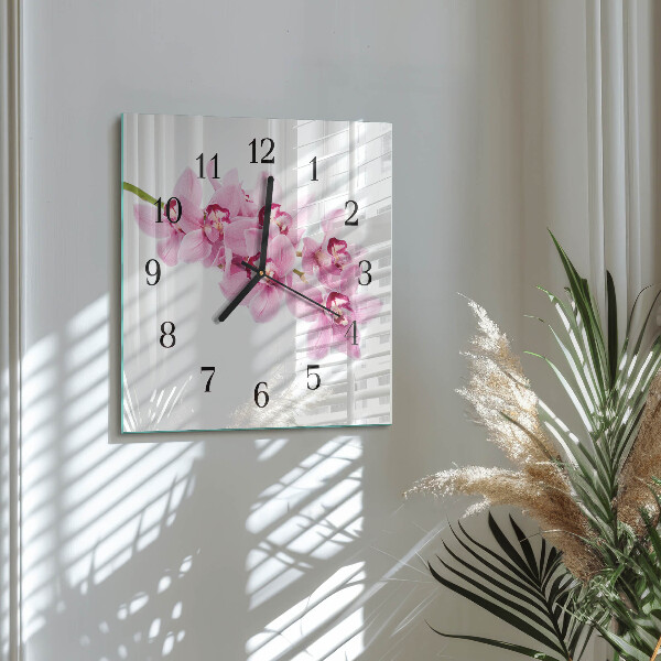 Wanduhr aus glas Orchidee