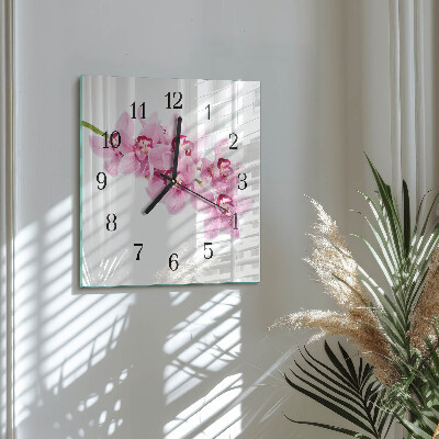 Wanduhr aus glas Orchidee