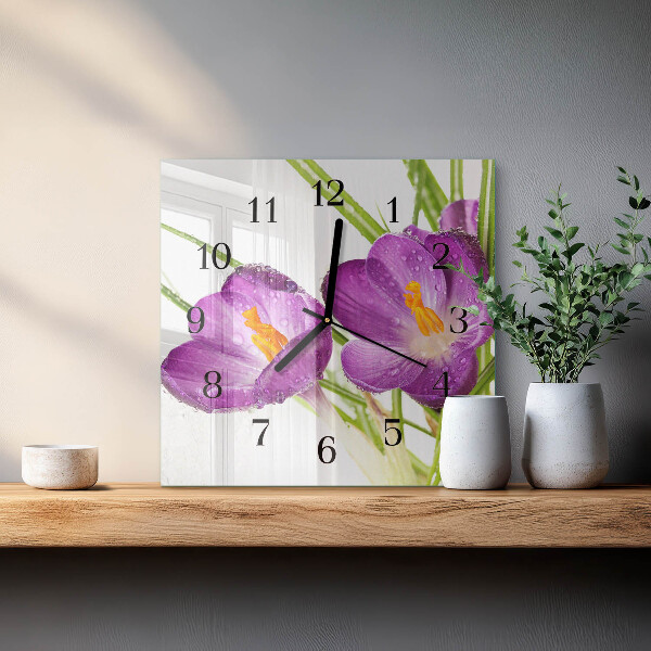 Wanduhr aus glas Krokusse
