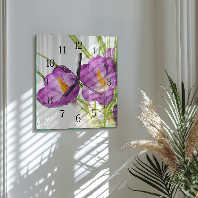 Wanduhr aus glas Krokusse