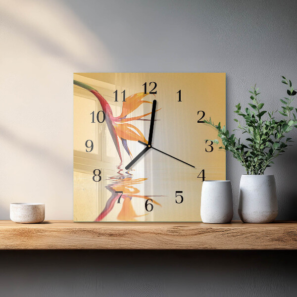 Wanduhr aus glas Blume