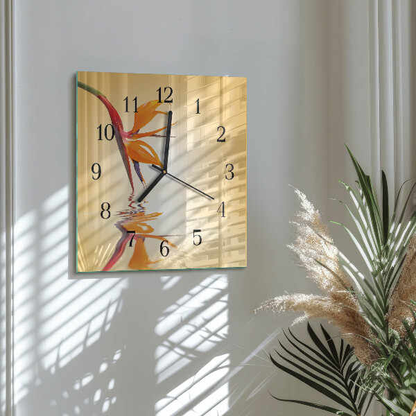 Wanduhr aus glas Blume
