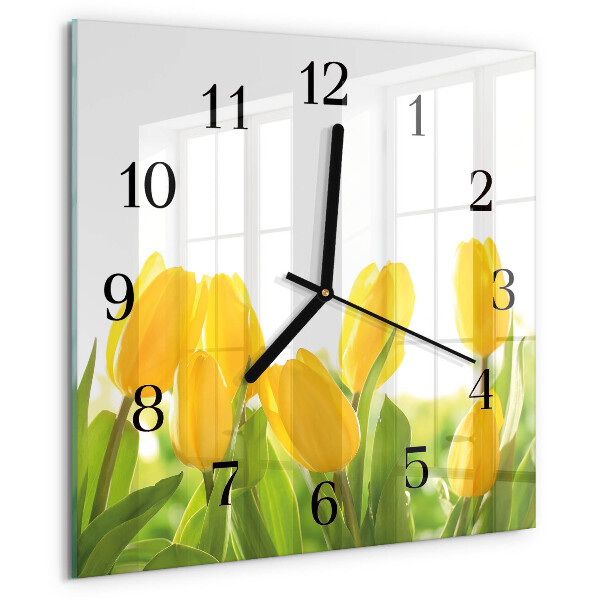 Wanduhr aus glas Tulpen