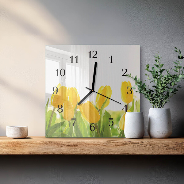 Wanduhr aus glas Tulpen