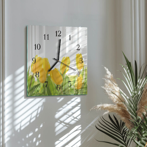Wanduhr aus glas Tulpen