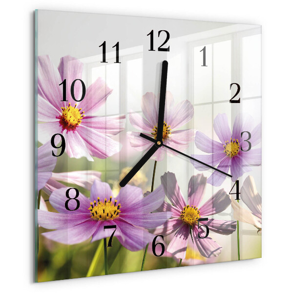 Wanduhr aus glas Blumen