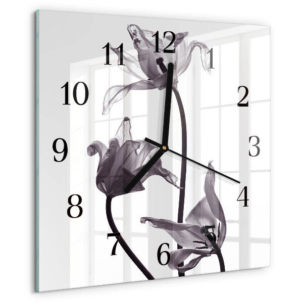 Wanduhr aus glas Blumen