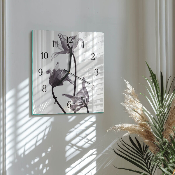 Wanduhr aus glas Blumen