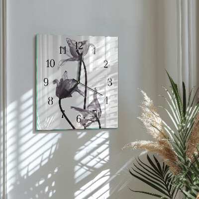 Wanduhr aus glas Blumen