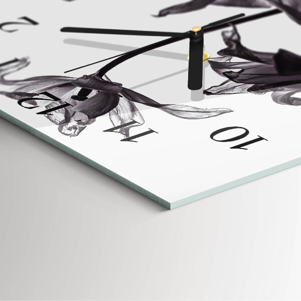 Wanduhr aus glas Blumen