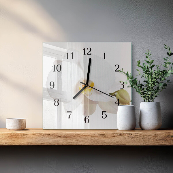 Wanduhr aus glas Orchidee