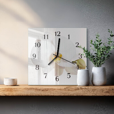 Wanduhr aus glas Orchidee