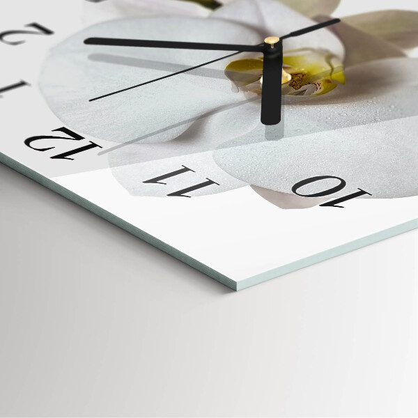 Wanduhr aus glas Orchidee