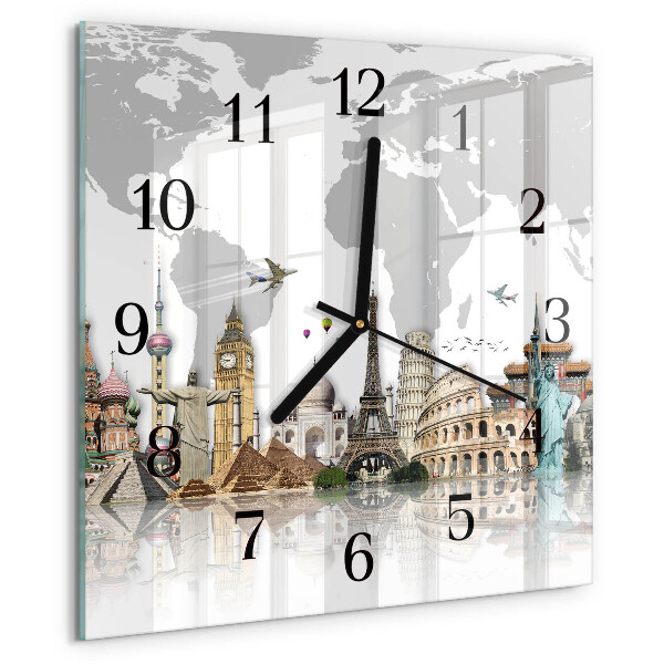 Wanduhr aus glas Welt