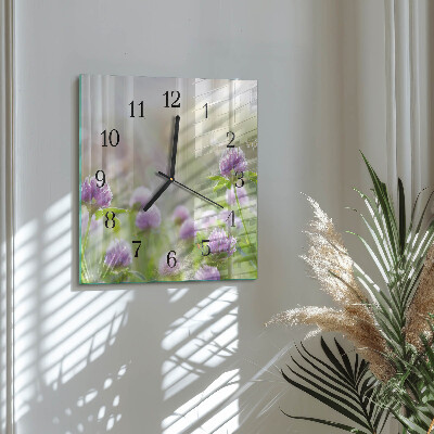 Wanduhr aus glas Blumen