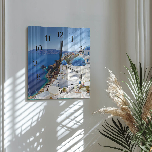 Wanduhr aus glas Santorini